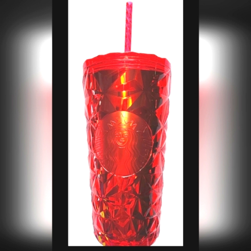 NEW, Starbucks Christmas Holidays 2023 Red Diamond Prism Crystal Grande 16 oz